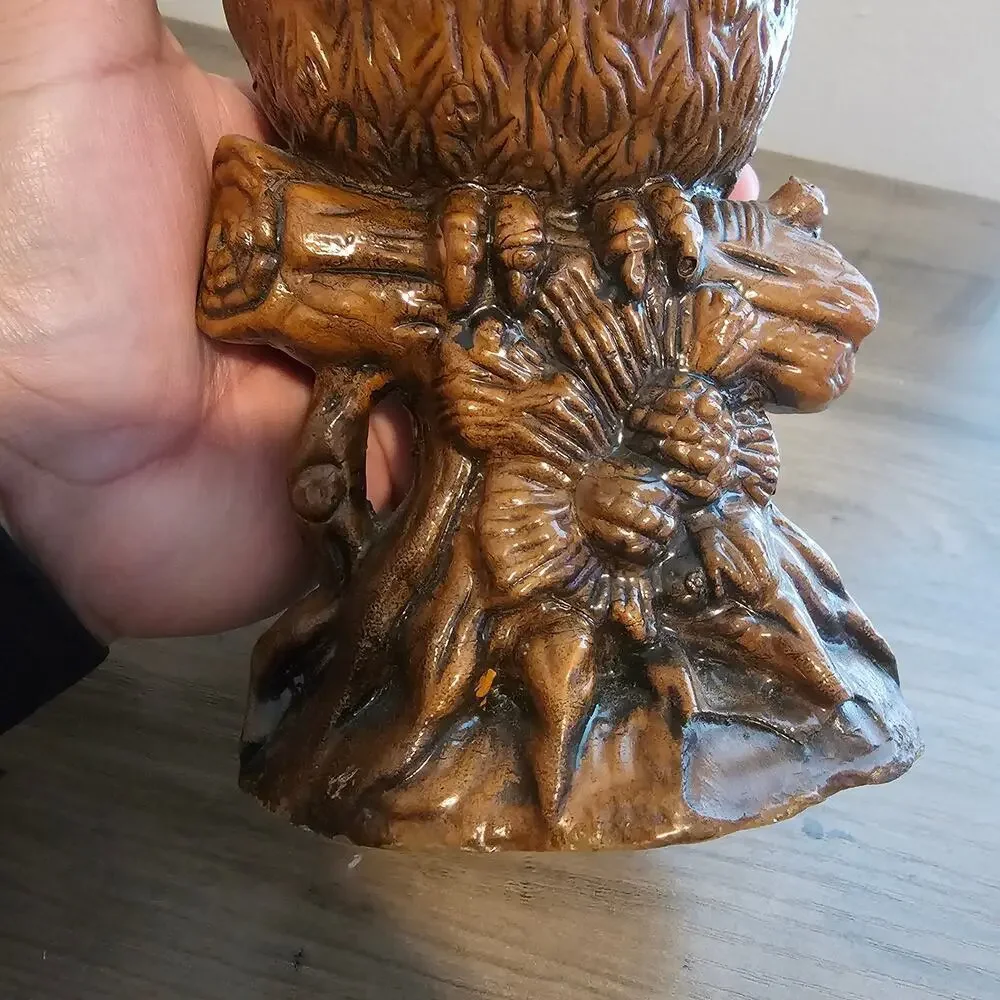 Vintage Owl Wax Candle Brown Rustic Cottage Bird Sculpture Classic MCM 80s Retro